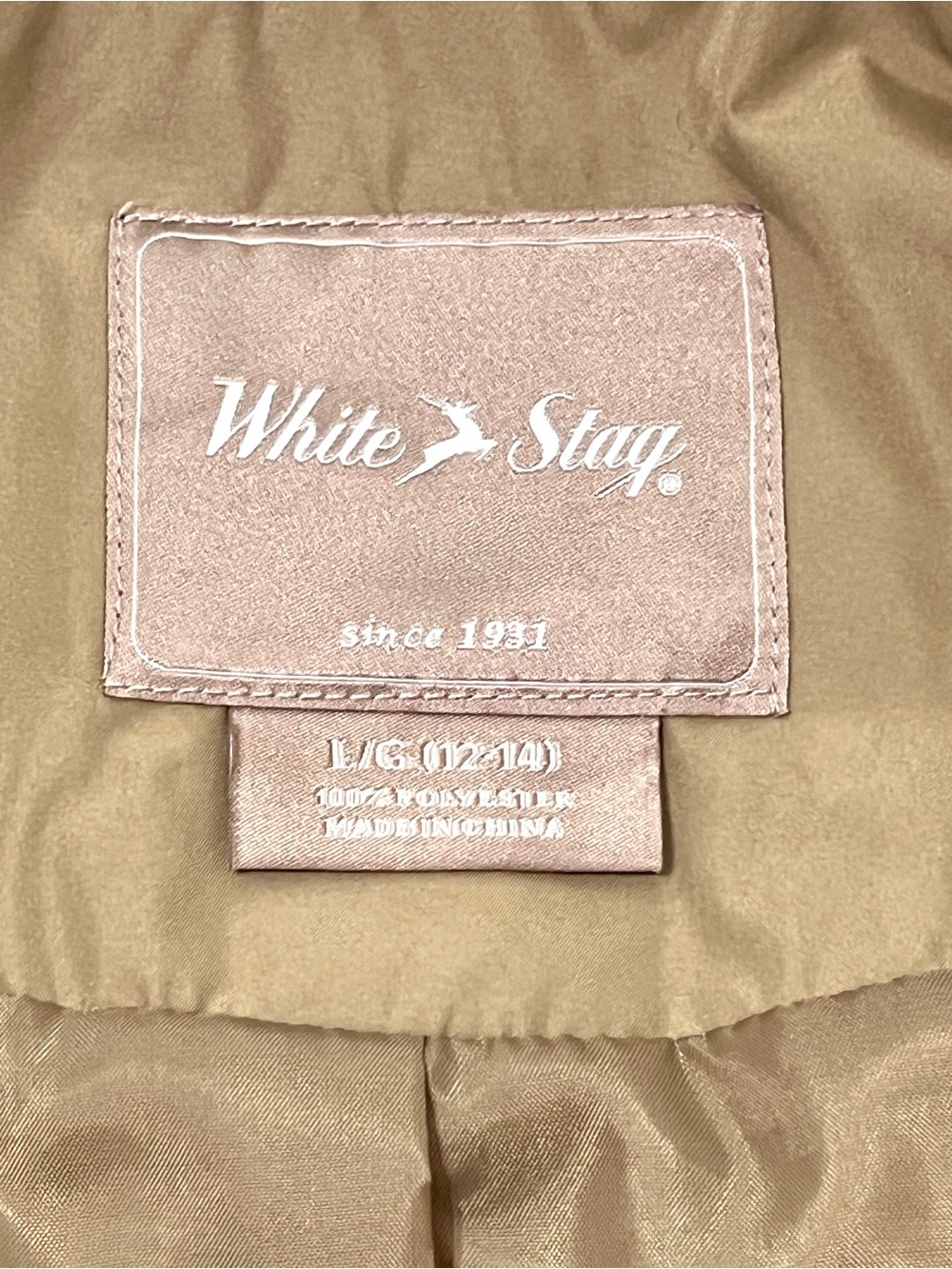 White Stag Khaki Brown Button Front Rain Jacket Hooded Trench Coat Large - Picture 5 of 5